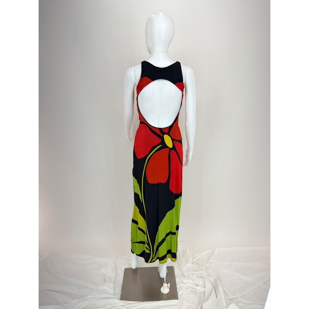 ALA de la CRUZ Camellia Maxi Dress Floral Print Red Black Green Sleeveless small - Picture 9 of 10